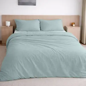 Housse de couette gaze de coton bleu girvee 260x240 cm pas cher