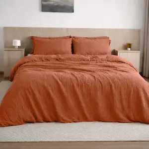 Housse de couette gaze de coton safran mineral 260x240 cm pas cher