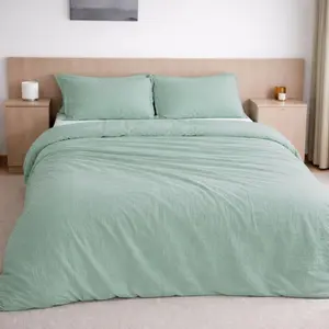 Housse de couette gaze de coton vert givrée 240x220 cm pas cher
