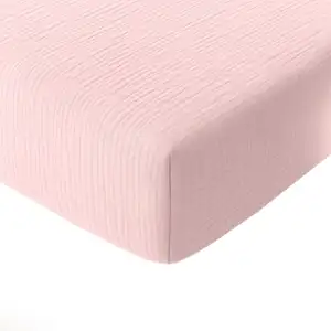 Drap housse gaze de coton rose lotus 160x200 cm