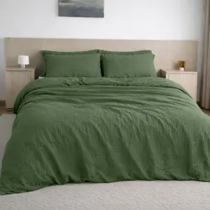 Housse de couette gaze de coton vert cèdre 260x240 cm pas cher