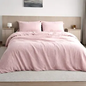 Housse de couette gaze de coton rose lotus 260x240 cm pas cher