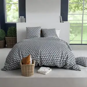 Parure de couette 100% coton 57 fils imprimée 260x240 2 taies pas cher