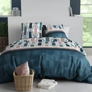 Parure housse de couette coton imprimée + 2 taies 240x220 cm pas cher
