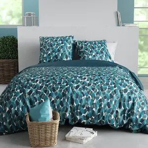 Home Collection - Parure housse de couette Nelly bleue - 240x220 cm 26... pas cher