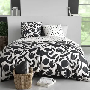 Home Collection - Parure de housse de couette Maori noire 240x220 cm pas cher