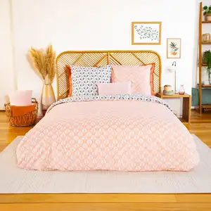 Parure housse de couette coton imprimée + 2 taies 240x220 cm pas cher