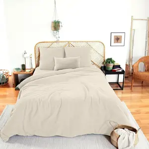 Parure housse de couette gaze de coton galet 240x220 cm pas cher