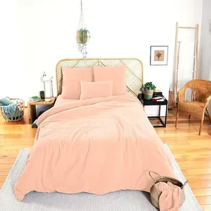 Home Collection - Parure housse de couette 100% Gaze de Coton pêche 24... pas cher