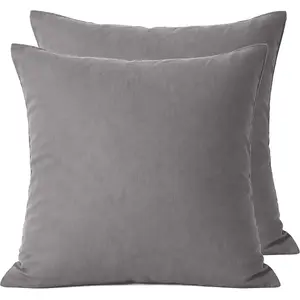 Baton Rouge - 2 taies d'oreiller 100% percale de coton 70 fils grises ... pas cher