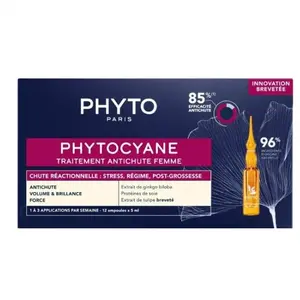 Comparateur de prix : Phytocyane Traitement Antichute Femme Chute Réactionnelle | 12 x 5 ml