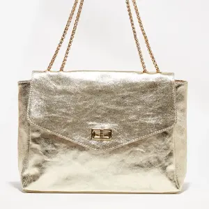 1987 by Abaco - Sac bandoulière en Cuir Maku doré - 27x20x6.5 cm OS