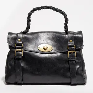 1987 by Abaco - Sac à main en Cuir Elysa noir - 34.5x22x14 cm OS pas cher