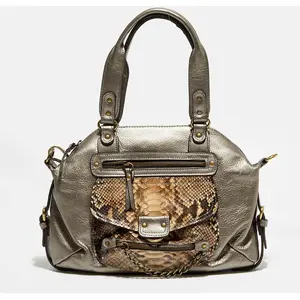 Abaco Paris - Sac à main en Cuir d'Agneau & Python Mini Ode bronze nat... pas cher