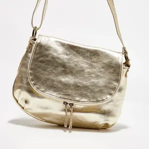 1987 by Abaco - Sac bandoulière en Cuir Lana doré - 29x20x6 cm OS