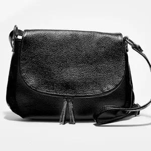 1987 by Abaco - Sac bandoulière en Cuir Lana noir - 29x20x6 cm OS