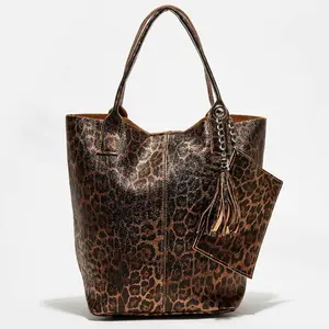 Abaco Studio - Sac cabas en Cuir Yana motif léopard - 39x25x35 cm OS
