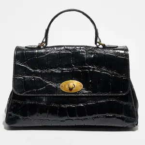 1987 by Abaco - Sac à main en Cuir Lisa noir - 25x38x14 cm OS