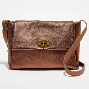 1987 by Abaco - Sac bandoulière en Cuir Ana Metallique bronze metallique - 21x29.5x8.5 cm OS