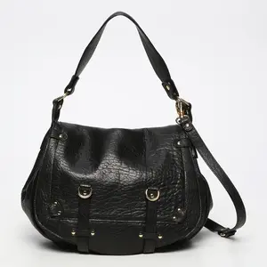 Abaco Paris - Sac bandoulière en Cuir d'Agneau Jamily noir - 36x28x9 cm OS pas cher