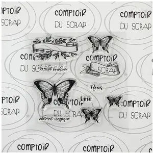 Comptoir du Scrap Tampons transparents Moment bonheur 10 pcs pas cher