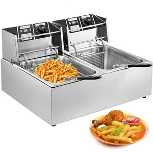 Optex Friteuse électrique professionnelle 12L 5000W à double réservoir en ac... pas cher