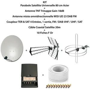 Optex Kit Parabole SAT 80cm+Antenne TNT+Antenne Omni DAB FM+Coupleur 4... pas cher