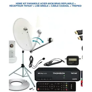 HD4K HDME KIT PARABOLE ACIER 60CM BRAS REPLIABLE + RÉCEPTEUR TNTSAT TH... pas cher