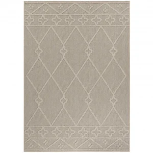STUDIO DECO Tapis effet jute naturel à relief géométrique beige 120x170cm pas cher