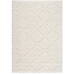 STUDIO DECO Tapis à poils longs et relief crème 80x150cm pas cher