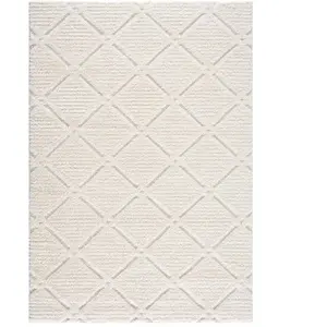 STUDIO DECO Tapis à poils longs et relief crème 140x200cm pas cher