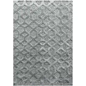 STUDIO DECO Tapis bohème à relief gris 120x170cm pas cher