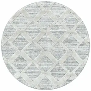 STUDIO DECO Tapis bohème rond à relief blanc ivoire 80x80cm pas cher