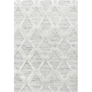STUDIO DECO Tapis bohème à relief blanc ivoire 140x200cm pas cher