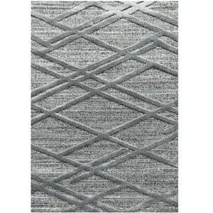 STUDIO DECO Tapis bohème à relief gris 60x110cm pas cher