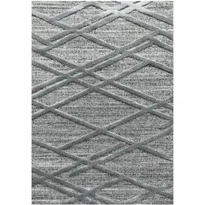 STUDIO DECO Tapis bohème à relief gris 80x250cm pas cher