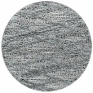 STUDIO DECO Tapis bohème rond à relief gris 80x80cm pas cher