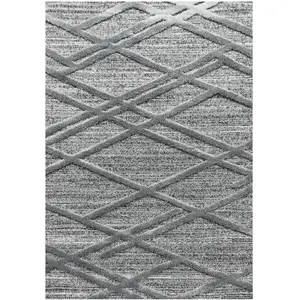 STUDIO DECO Tapis bohème à relief gris 280x370cm pas cher