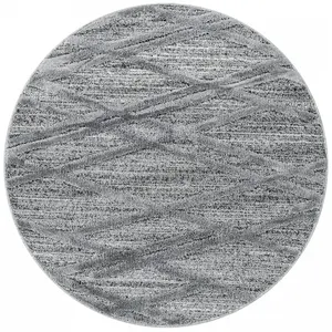 STUDIO DECO Tapis bohème rond à relief gris 200x200cm pas cher