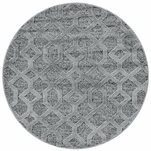 STUDIO DECO Tapis bohème rond à relief gris 80x80cm pas cher