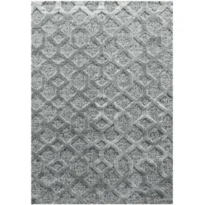 STUDIO DECO Tapis bohème à relief gris 160x230cm pas cher