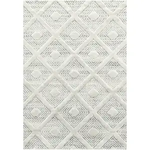 PISA MELIA - Tapis Berbère à relief - Crème 240 x 340 cm 240 x 340 cm pas cher
