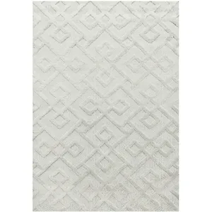 STUDIO DECO Tapis bohème à relief blanc ivoire 60x110cm pas cher
