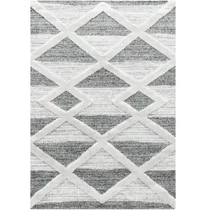 STUDIO DECO Tapis bohème à relief blanc et gris 120x170cm pas cher