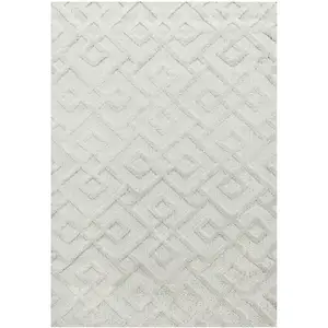 STUDIO DECO Tapis bohème à relief blanc ivoire 280x370cm
