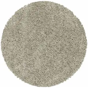 STUDIO DECO Tapis rond à poils longs doux greige 120x120cm pas cher