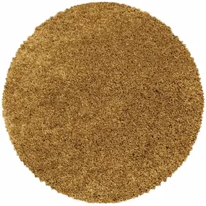 STUDIO DECO Tapis rond à poils longs doux ocre 160x160cm pas cher