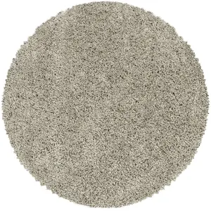 STUDIO DECO Tapis rond à poils longs doux greige 160x160cm pas cher