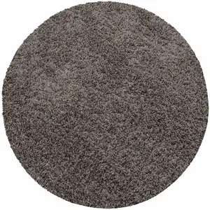 STUDIO DECO Tapis uni rond taupe 200x200cm pas cher