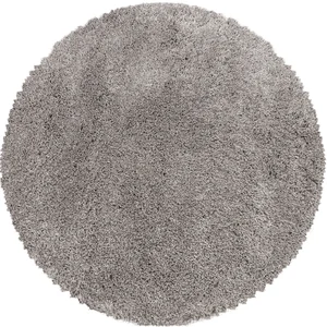 STUDIO DECO Tapis cosy rond à poils longs greige 120x120cm pas cher